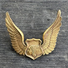 Vintage 1940s Metal Western Air Lines Indian Head Pilot Wings Hat Badge