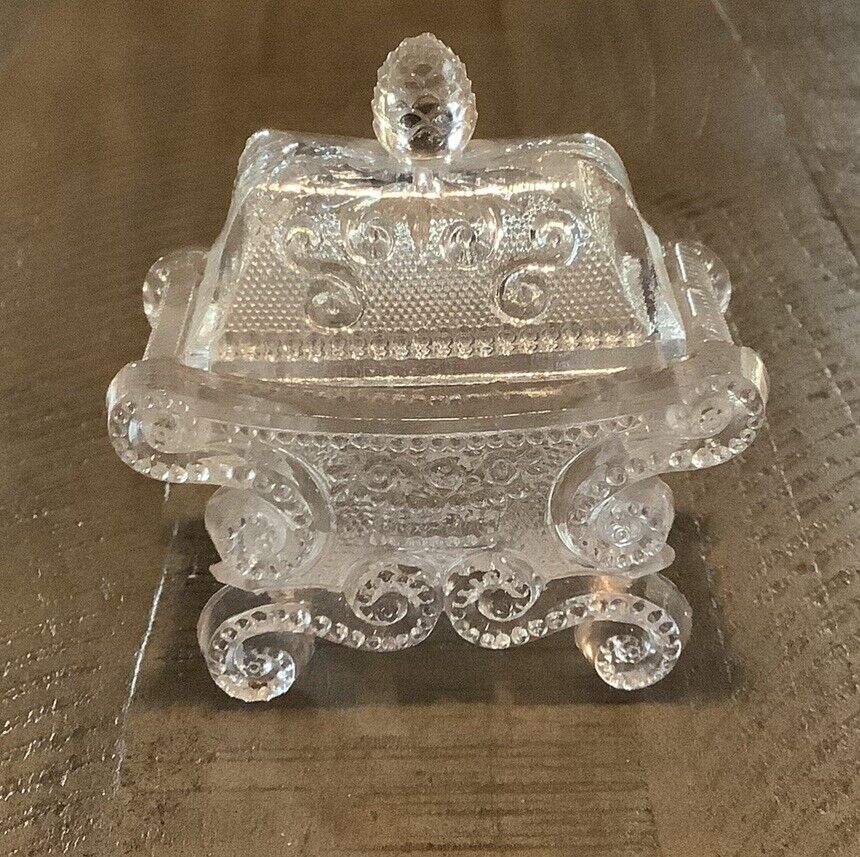 Lacy Glass Boston & Sandwich Clear RARE Lidded CD 2a Master Open Salt Cellar Dip