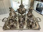 Birmingham Silver Co. Silver Plate 7 Piece Coffee Tea Set & Serving Tray Vintage