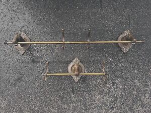 Vintage Mcm Regency Brass Horse Head Hanging Coat Hat Rack Hooks Entry Way