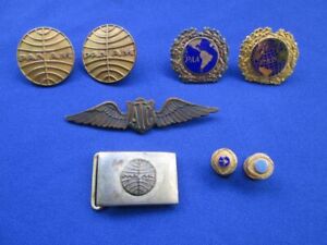Vintage PAA and Pan Am Airways Hat Badges Pins plus ATC Co Pilot Wings