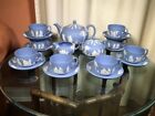 21 Pc Vintage WEDGWOOD Blue Jasperware Tea Service Had For 50 Years & Never Used