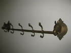 RARE VTG Mid Century Brass Horse Head Wall Coat Hat Rack Equestrian 5 Hook 42