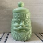 Jadeite Glass Santa Cookie Jar Vintage Cracker Barrel Holy Grail Jade Glass
