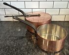 Set of 2 Vintage E Dehillerin France Copper Sauce Pans Pots Cast Iron Handles