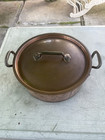 Vintage French Copper Dutch Oven Stew Pot Hammered Finish