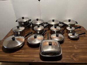 Vintage Revere Ware Cookware Set Pre 1968 Copper Clad Bottom 26 Pieces Pots Pans