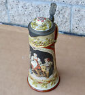 Vintage Mettlach No. 2692 Drinker and Hostess Stein Pottery Etched Inlaid Lid