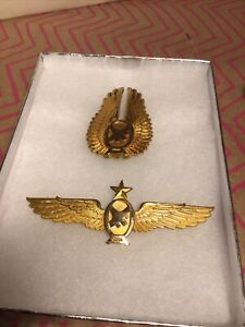 Vintage Ozark Airlines Captain's Pilot Wing Pin & Hat Pin LGB 1/20 10K GF Gold