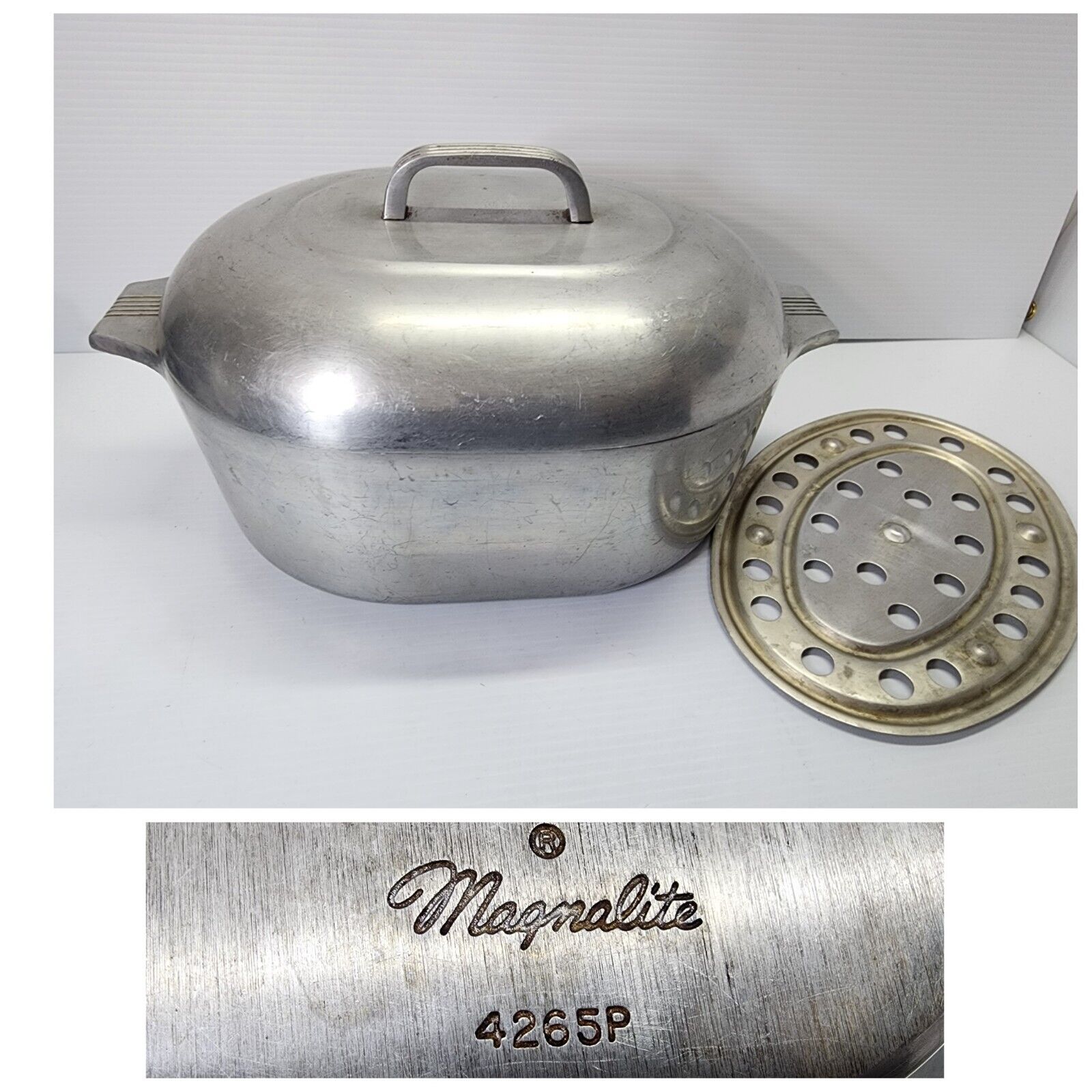 Vtg Magnalite Wagner Ware Sidney - 0- 4265 P 8 QT Dutch Oven Roaster USA