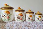 Beautiful Vintage Sears & Roebuck Co Merry Mushroom 4 Piece Canister Set 1978