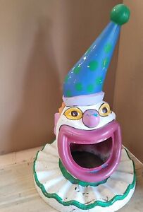 VINTAGE CARNIVAL CLOWN HEAD TRASH CAN LID CIRCUS GARBAGE COVER AMUSEMENT PARK