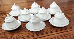 *8* Vintage Mottahedeh Pot de Creme Cups w/ Lids & Saucers Made in Italy