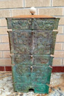Antique Bronze Chinese Table Lamp Base Vessel Wooden Lid-15.5"-31lb