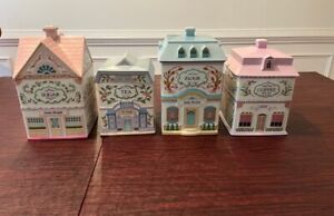 Vintage 1990 Lenox Village 4 Canister Set (Tea, Coffee, Sugar and Flour w/Lids)