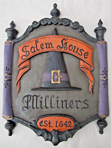 Vtg Retired Bethany Lowe Greg Guedel Halloween Salem House Witch Hat Trade Sign