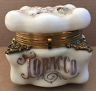 Vintage WAVECREST Glass TOBACCO Jar w/ Lid 1890's CF MONROE Flowers Gorgeous