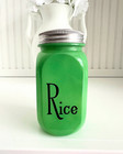 Vintage RARE 1930’s HOCKING 6 1/4” Tall 20 OZ FIRED-ON Green Glass RICE Canister