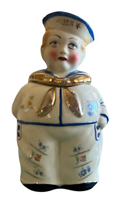 RARE 1940'S SHAWNEE USN SAILOR BOY GOB GOLD TRIM COOKIE JAR