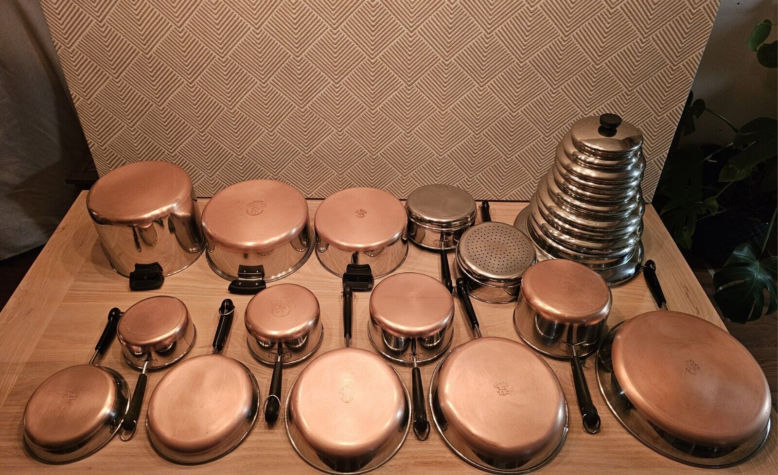 Vintage REVERE WARE 1801 Copper Bottom 26 PC Cookware Set Pot & Pans