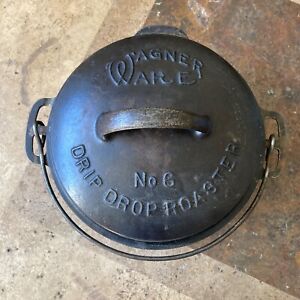 Antique WAGNER WARE No. 6 Drip Drop Roaster Dutch Oven 1266A with Trivet