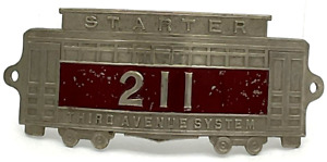 RARE Vintage Starter Metal Cap Hat Badge Emblem Railroad Third Avenue System 211