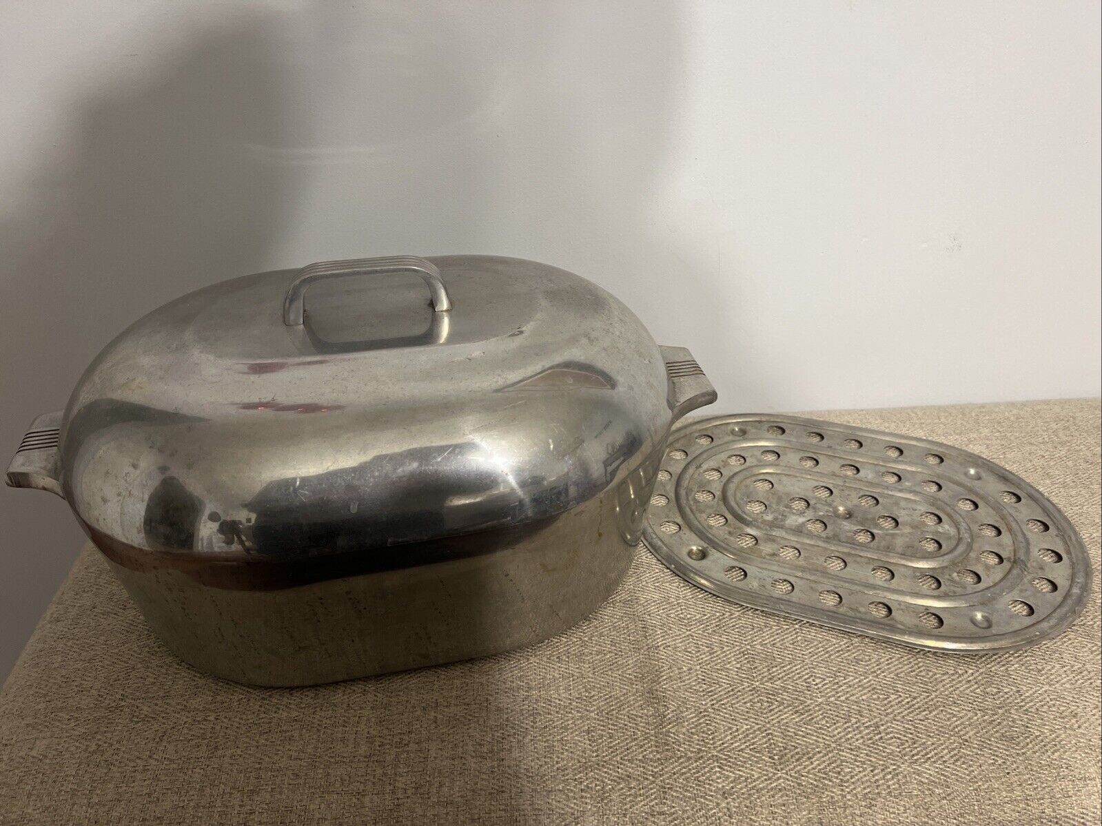 Vintage Magnalite SidneyO WagnerWare 4267 Roaster 13QT Oval Pan W/lid And Trivet