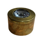 New ListingVintage Brass Desk Decor • Coin Bank • Stamp Canister w/Magnifying Lid • Aubock