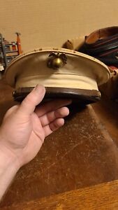 Vtg 1930 WW2 Marine Dress hat / wicker Cap Tan off white Private Peter P Jocz !!