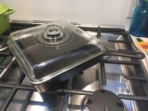 Griswold Square Cast Iron Skillet with Square Glass Lid J-2042 ,Skillet 768 RARE