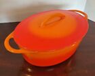 Vintage Andre Cousances 1555 Oval Dutch Oven Flame Orange Enamel w/ Lid #9 6-7q