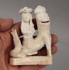 Small RARE 18thC Antique Staffordshire Salt Glaze Manticore & Man Tri Corner Hat