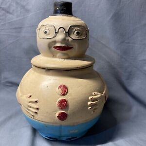 ANTIQUE 1920’s Rare American Bisque Preacher Roly Poly Brownie Cookie Jar VTG