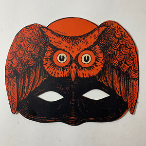 Antique Halloween Mask 1926-1931 Beistle Domino Hat Mask with OWL VG!