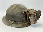 Vintage “Safety” Coal MINERS HARD HAT Helmet with Auto Lite Lantern Lamp