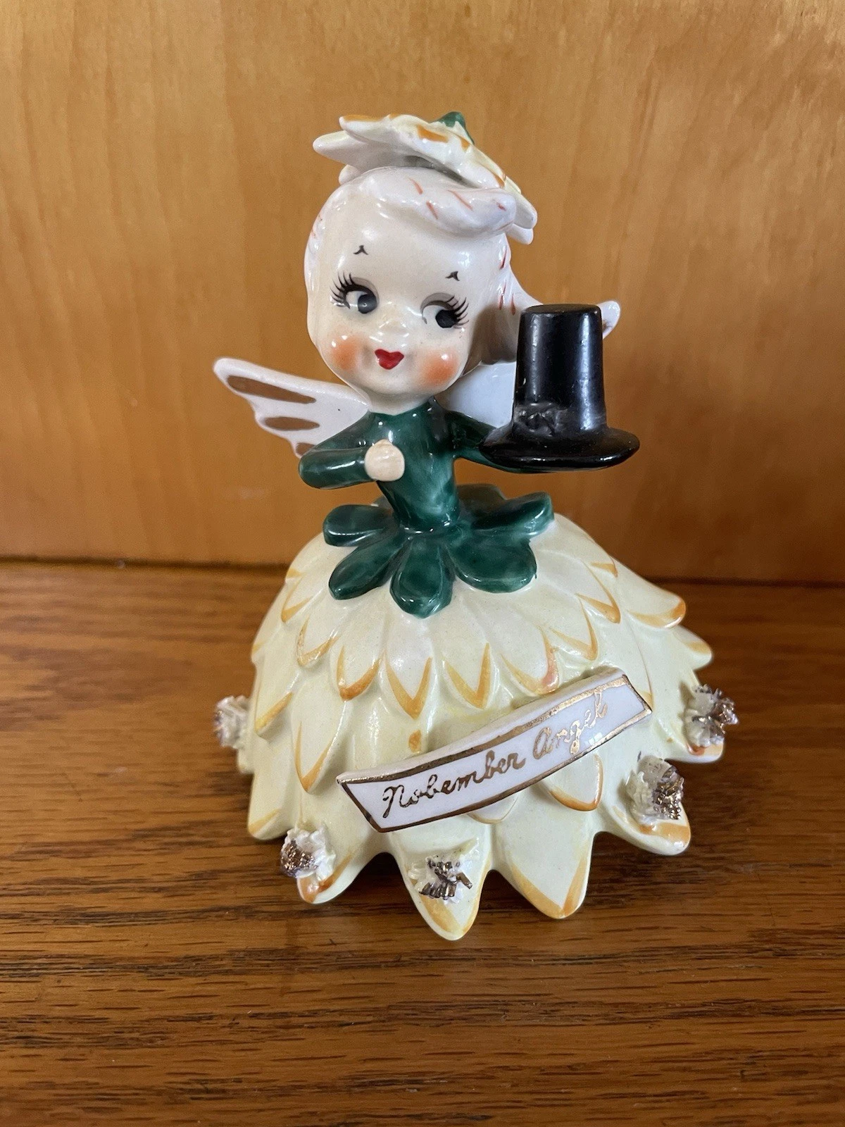 ? Vintage TMJ November Angel Pilgrim Figurine Top Hat Nobember Japan Rare