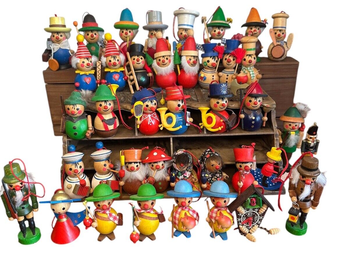 Lot Of 40 Vintage Steinbach Wood Christmas Ornaments Collectibles, Germany