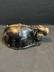 Vintage MSA Tiger Stripe Comfo-Cap Coal Miner’s Helmet Hard Hat with Lantern