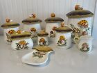 Vintage MERRY MUSHROOM 1976 Sears Roebuck Ceramic Canister Set With Accessory’s