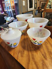 Vintage 1940s Fire King Ivory Tulip Nesting Mixing Bowls Set of 5, and lid rare