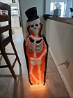 Rare Vintage Don Featherstone Blow Mold Skeleton Orange Halloween With Top Hat
