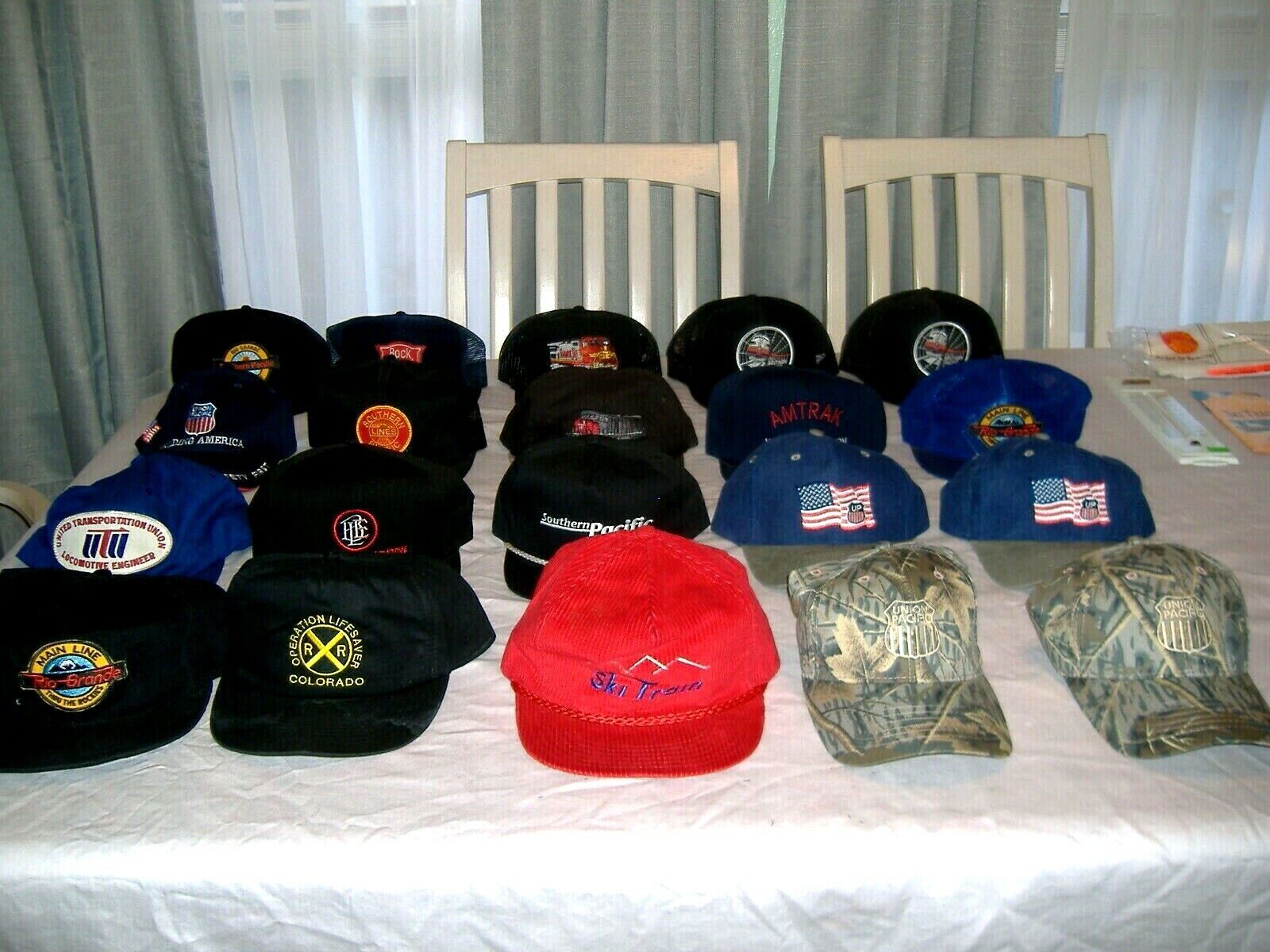 20 VTG RAILROAD HATS CAPS RIO GRANDE SOUTHERN UNION PACIFIC AMTRACK SKI TRAIN