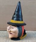Antique German Halloween Paper Pulp Lantern Witch & Pumpkin... Lidded Hat