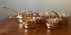Stunning Set Of 5 Vtg E. Dehillerin French Copper Tin Lined Pots W/lids EUC Rare