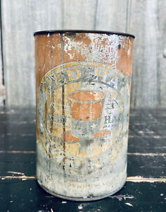 ULTRA RARE Vintage Iconic Red Hat 5 Qt Motor Oil Tin Can KILLER PATINA ??