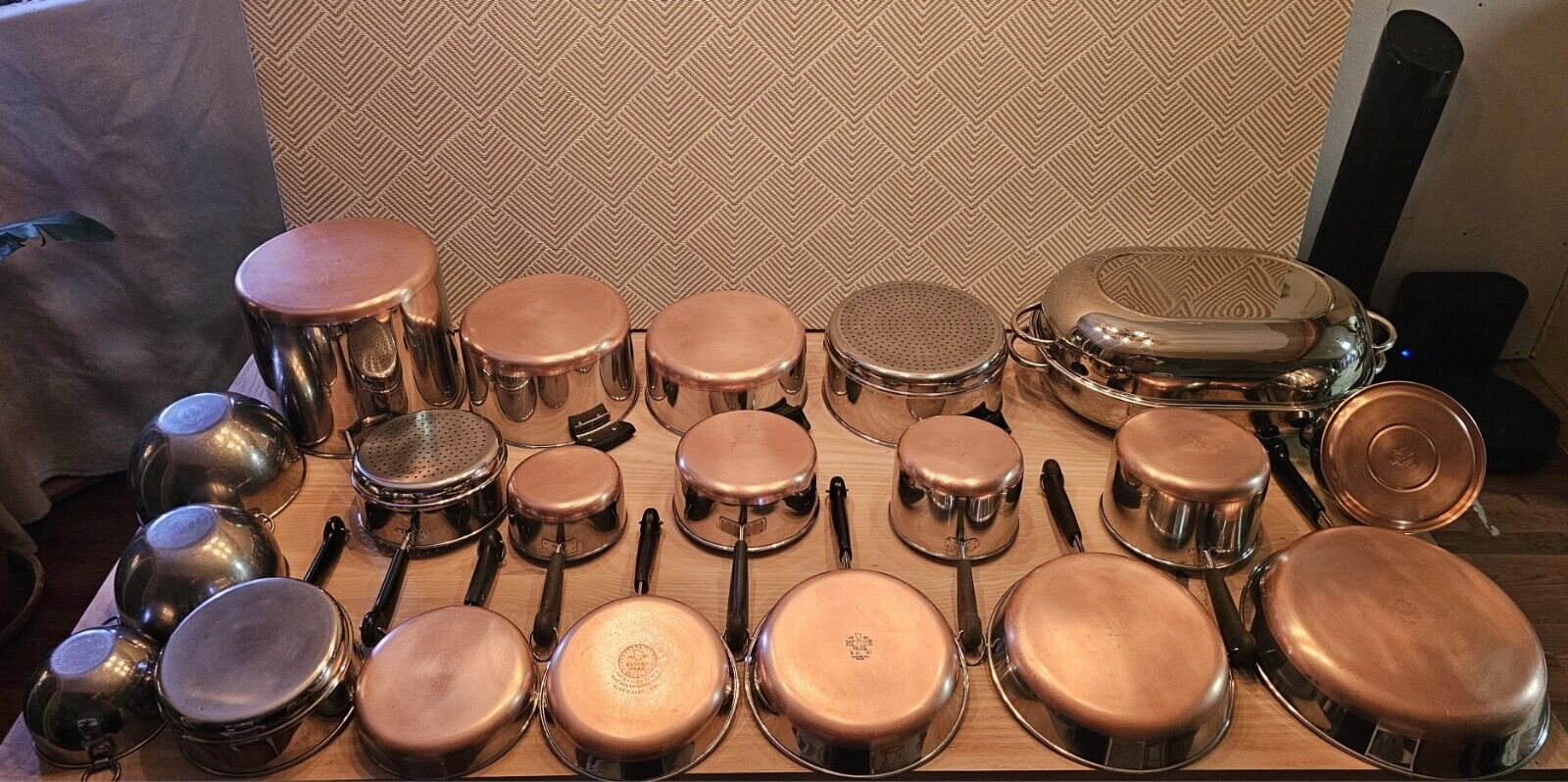 Vintage REVERE WARE 1801 Copper Bottom 32 PC Cookware Set Pot & Pans