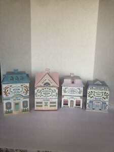Vintage 1990 Lenox Village 4 Piece Canister Set - Sugar, Flour, Coffee & Tea
