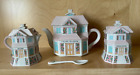 NEW -Vintage 1991 Lenox Spice Village Tea Room Set-Teapot, Cream, Confection NIB