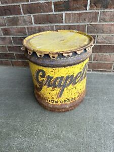 Vintage 1950's Grapette Soda Pop Bottle Syrup Can 10 Gallon Can & Lid Empty