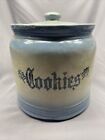 ANTIQUE BLUE WHITE POTTERY COOKIE JAR WESTERN STONEWARE MONMOUTH ILL Crock Lid